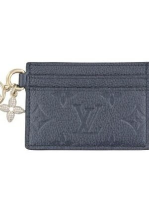 ルイヴィトン カードケース 名刺入れ レディース モノグラム アンプラント ポルトカルト・LVチャーム ブルー LOUIS VUITTON M82837